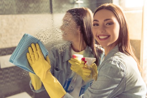 Protective equipment and labelled cleaning products ready for use